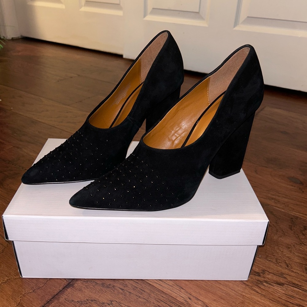 Halston Laurel Suede Studded Pumps